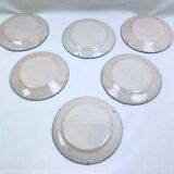 Set of 6 antique Auvillar plates – polychrome floral basket decoration