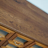 Vintage Dutch Oak Haberdashery Shop Cabinet / Vitrine, 1950s