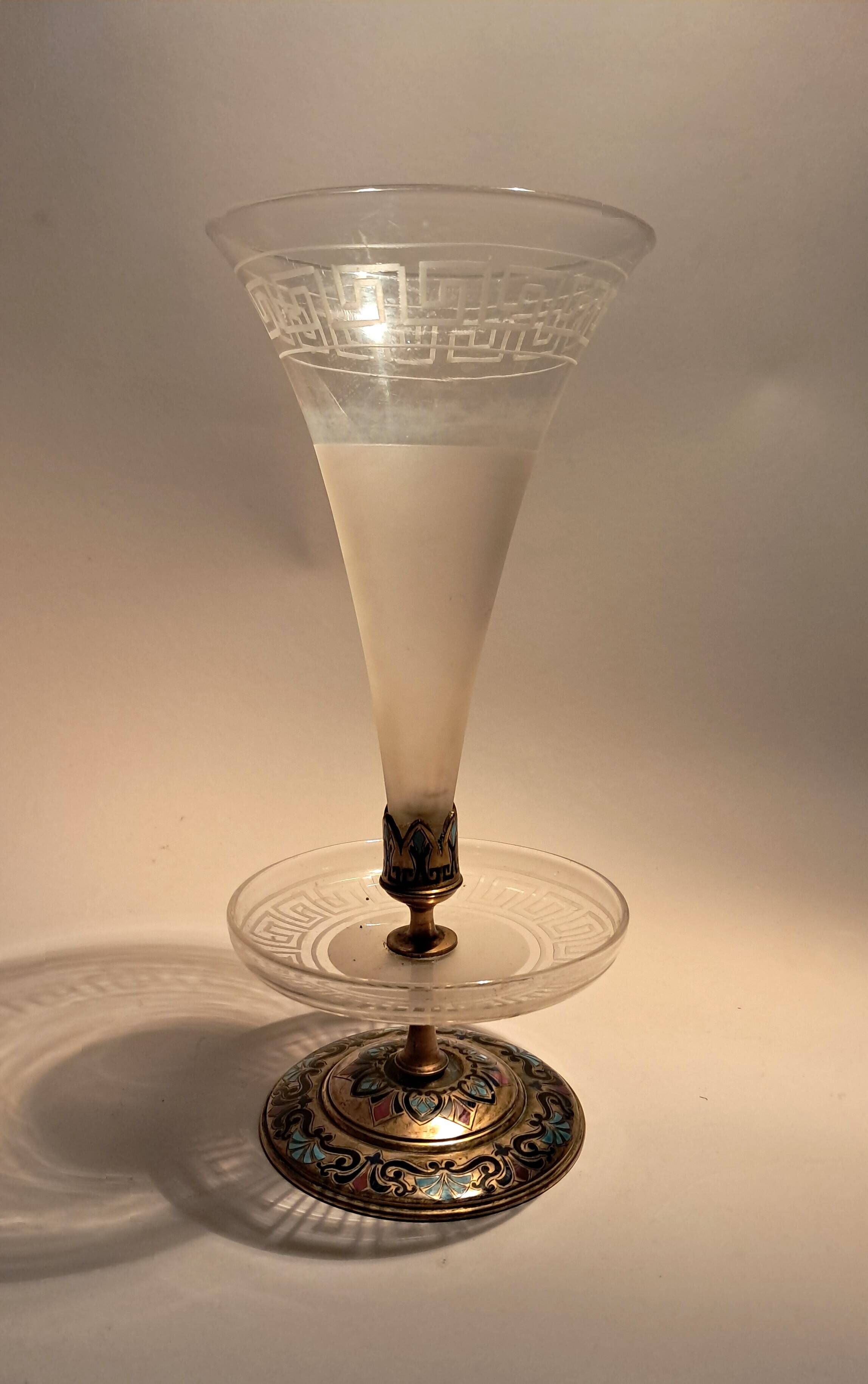 Cloisonné brass soliflore vase from the Napoléon III period.