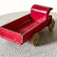 Red wooden flatbed truck, vintage toy