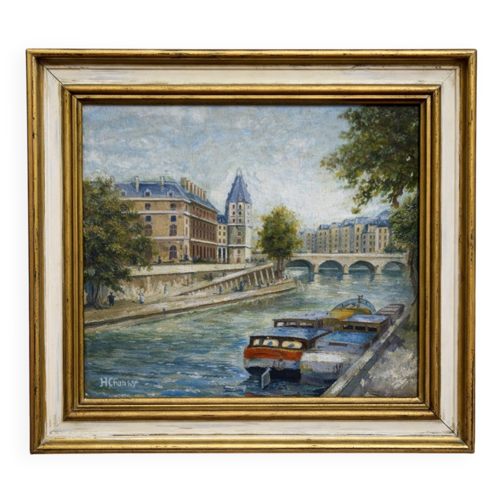 Huile sur panneau – Paris Quai des Grands-Augustins – signée H. Charby