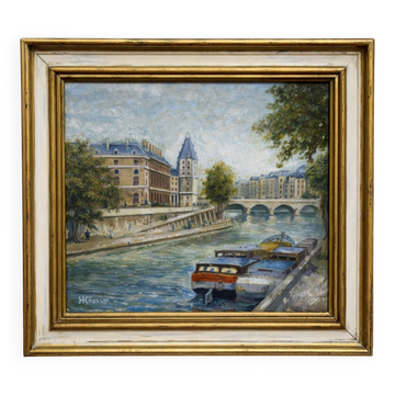 Oil on panel – Paris Quai des Grands-Augustins – signed H. Charby