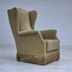 1970s, Danish design, wingback armchair, original condition, furniture velour, beech wood legs.