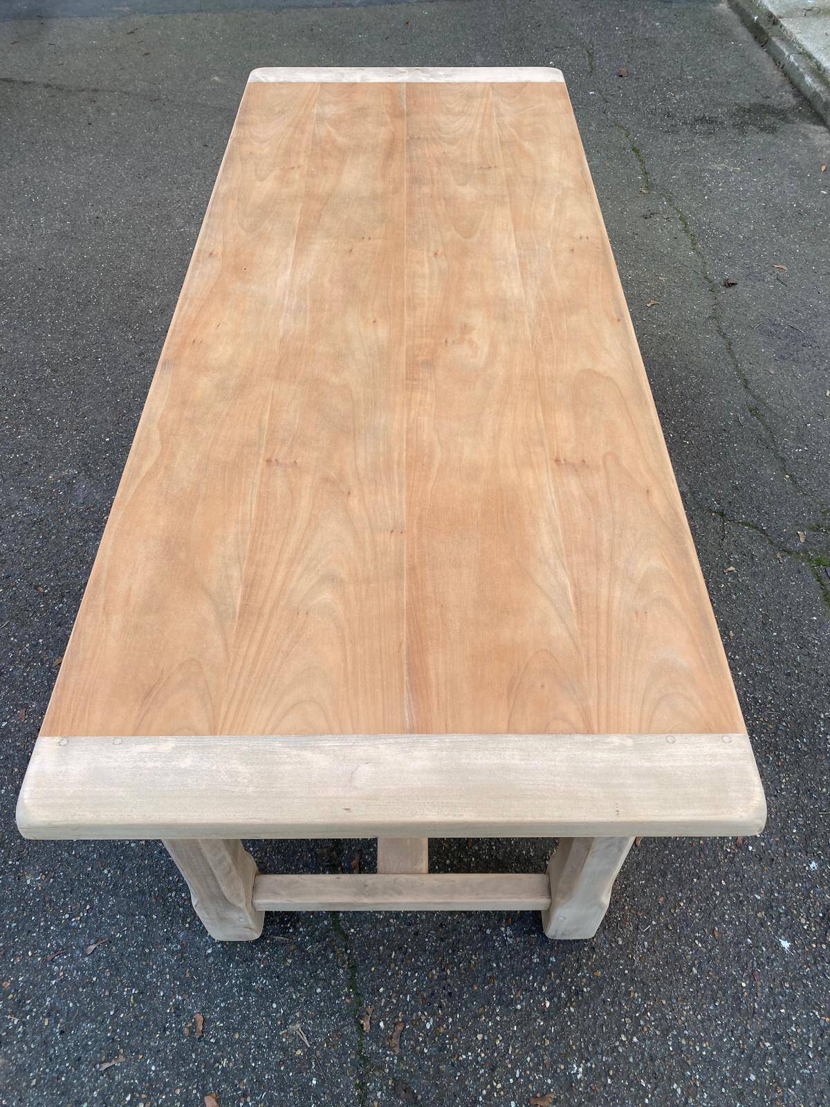 Renovated 20th-century farmhouse dining table with drawer, 200cm.