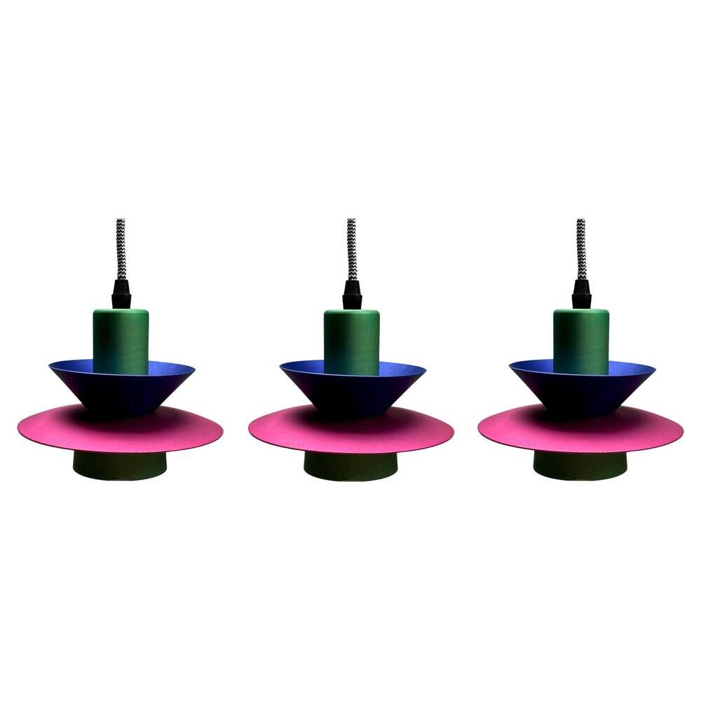 Italian Postmodern Pendant Lamps, 1980s, Set of 3