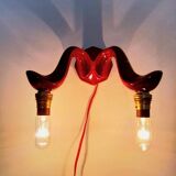 Red Art Deco ceramic wall light