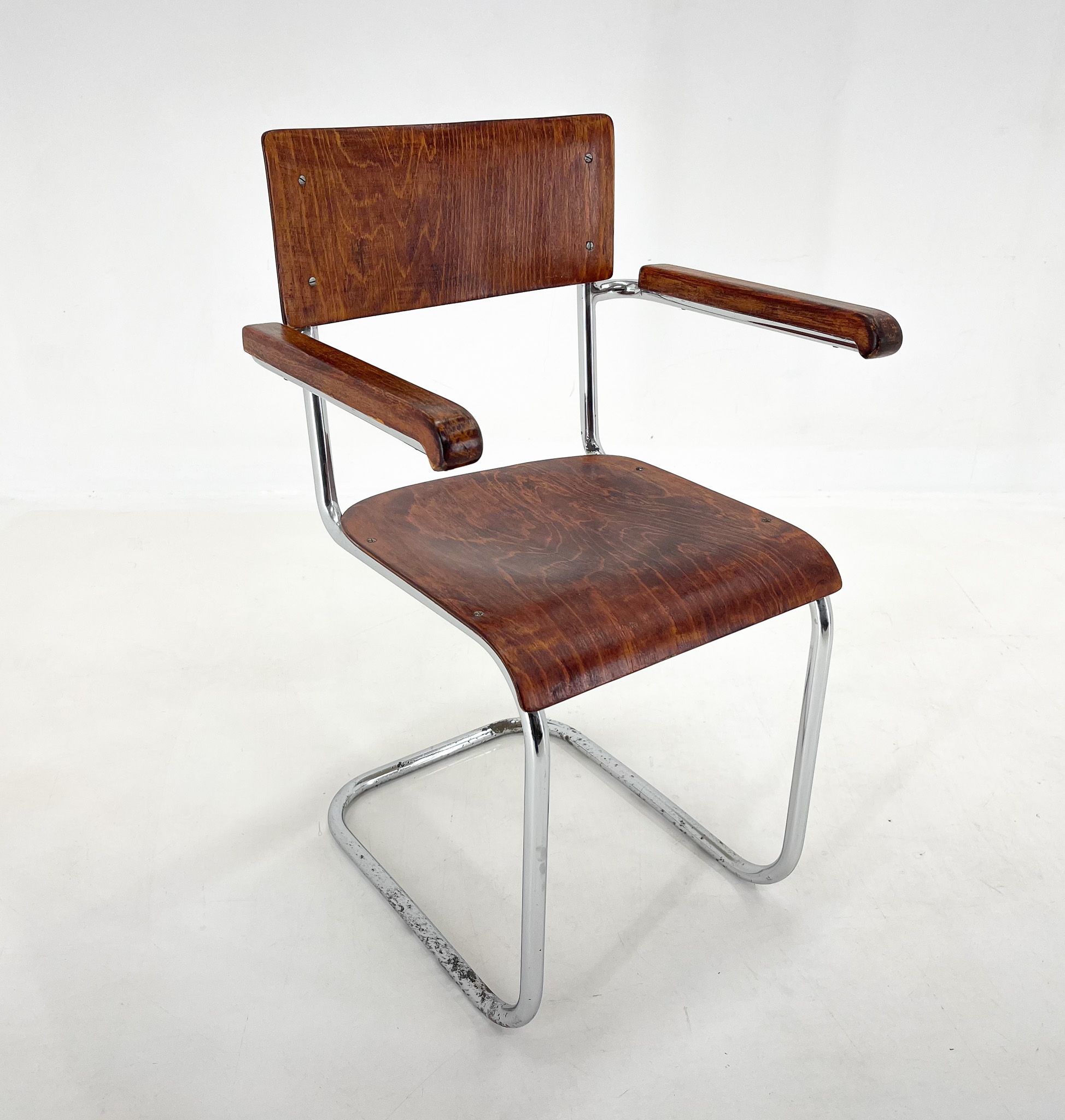 1960's Chrome Tubular Chair with Armrests