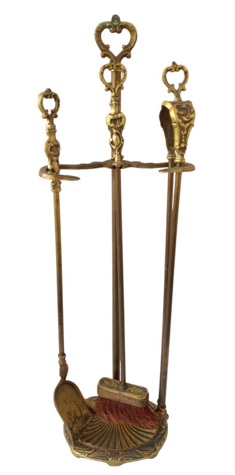 bronze fireplace servant AC 3 accessories pliers, shovel and broom