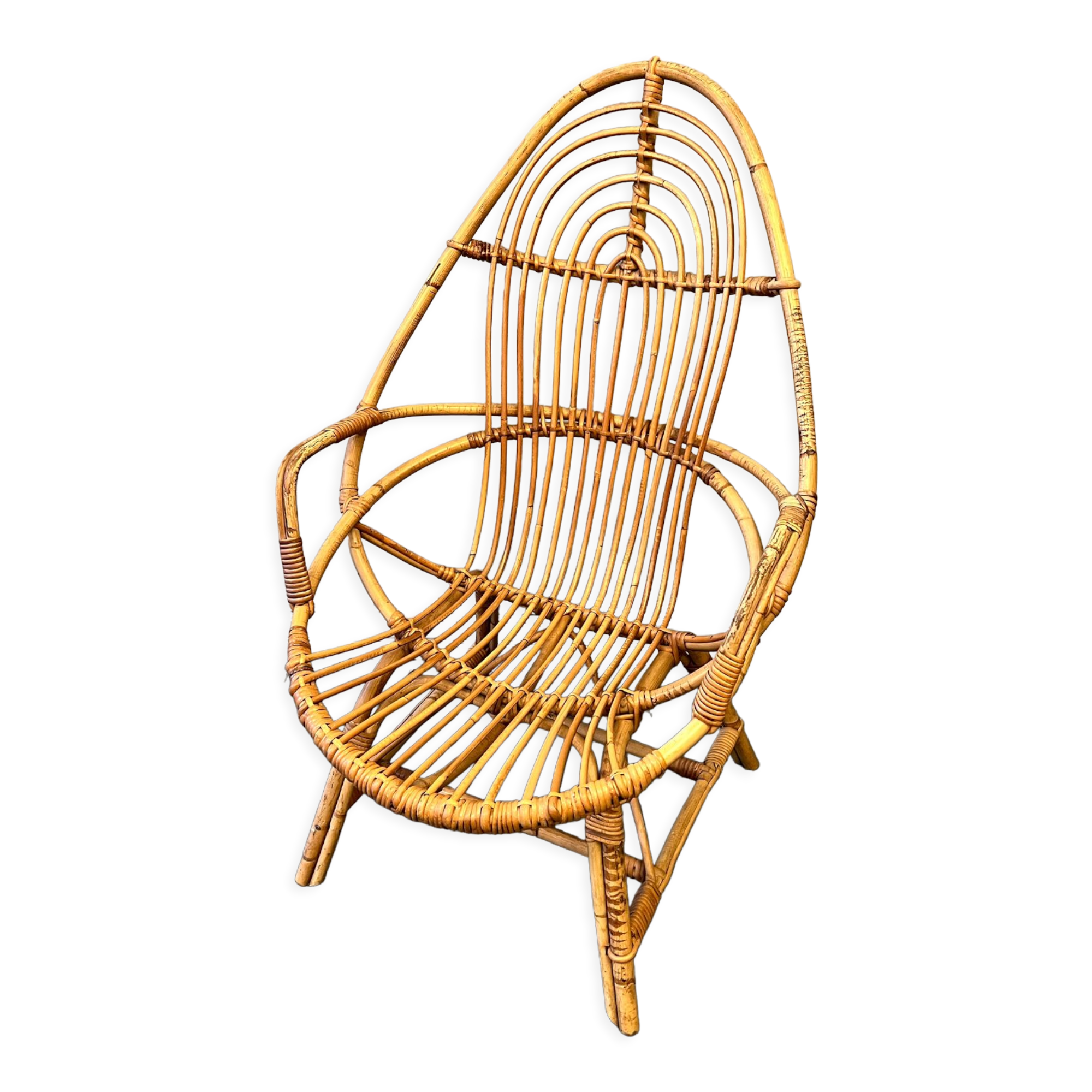 Fauteuil en rotin vintage