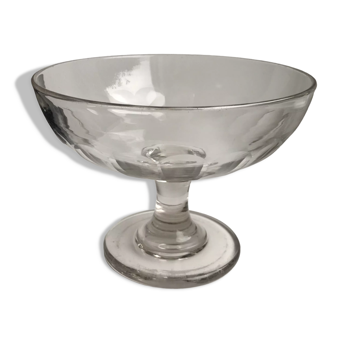 Compotier corbeille à fruit en verre moulé début XXème