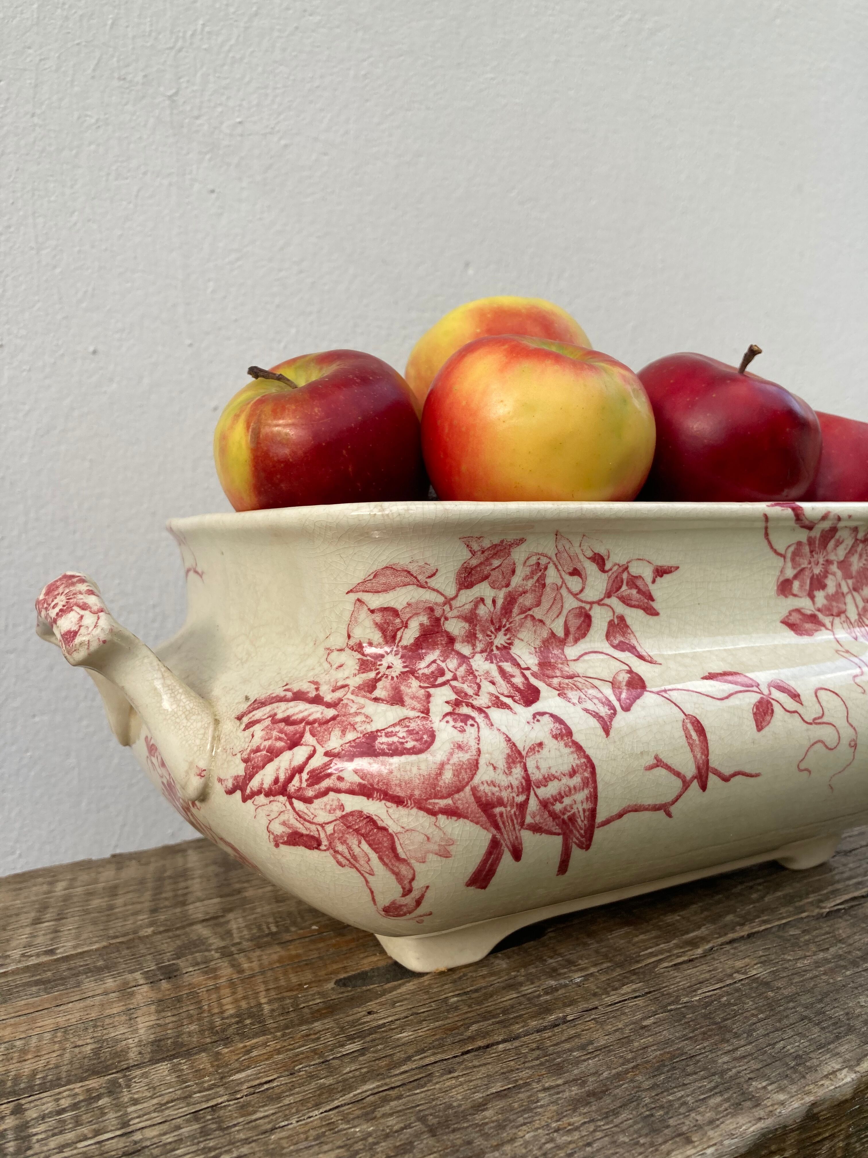 Iron earthenware tureen, antique centerpiece