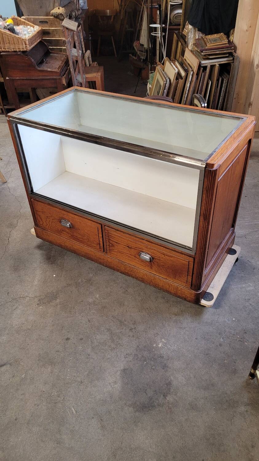 Shop counter display cabinet with old drawers, 1900s
