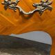 Louis XV curved commode, marble top, bronze fittings and marquetry.