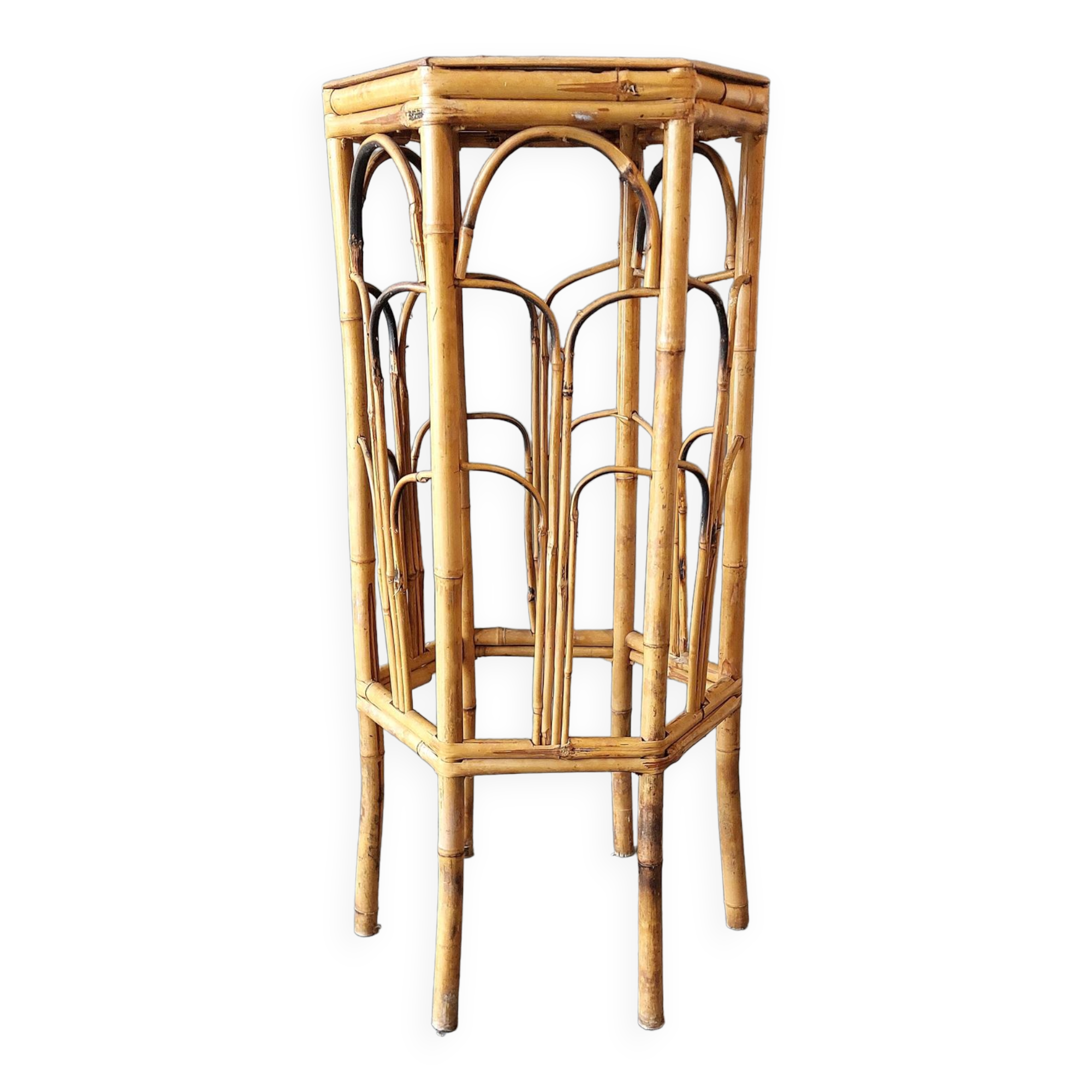 Vintage bamboo pedestal table.