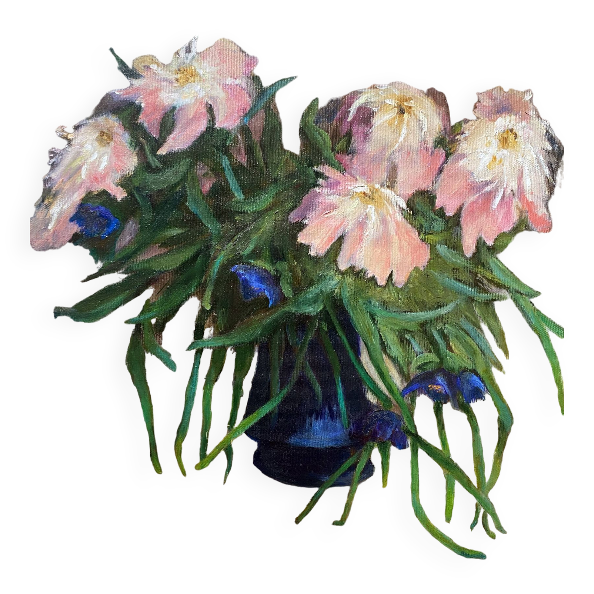 HST painting "bouquet of flowers in vase" signed Porcherot late 20th century