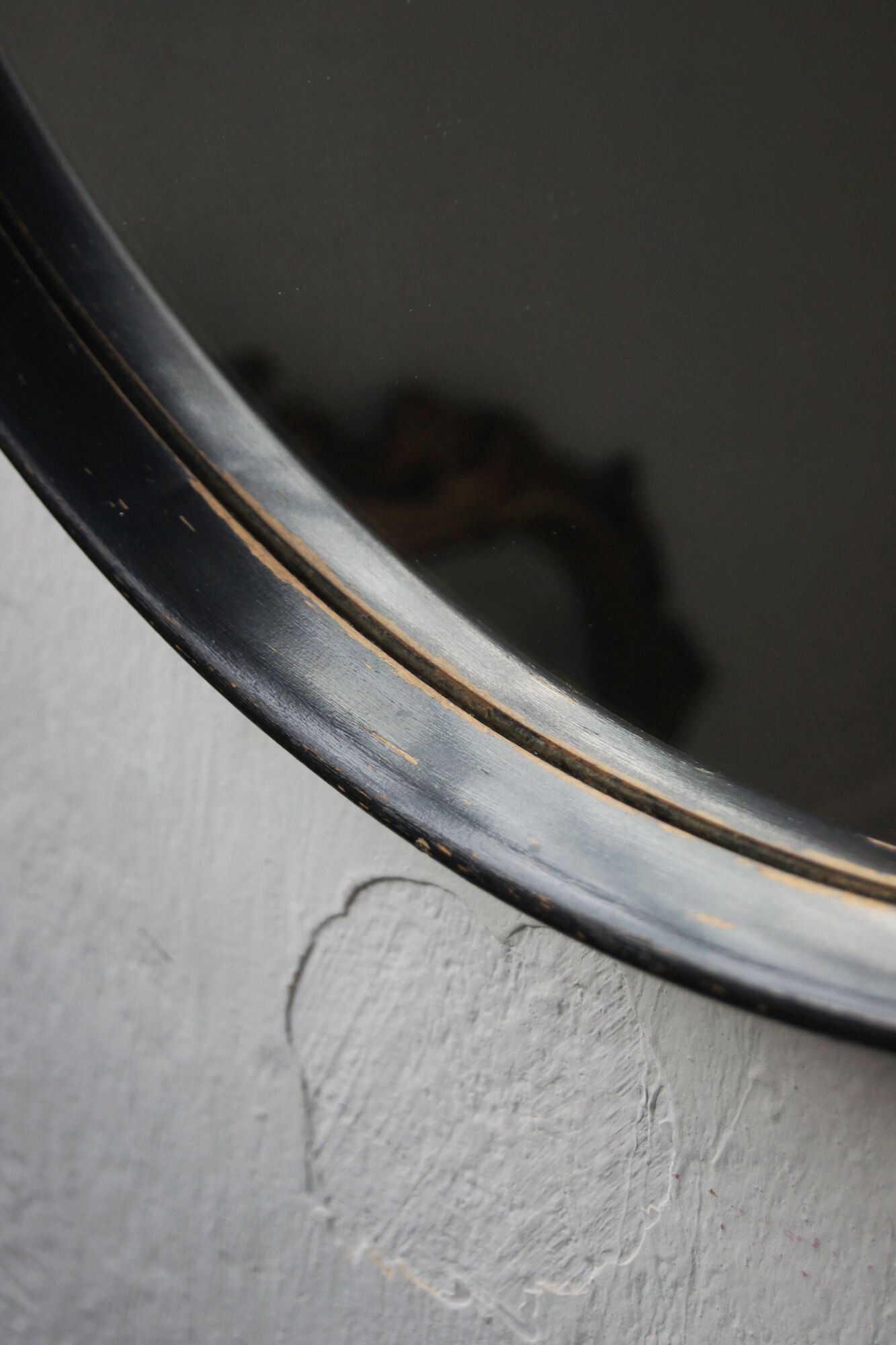 Mid-century scandinavian round wooden mirror, 1960s, 70 cm