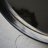 Mid-century scandinavian round wooden mirror, 1960s, 70 cm