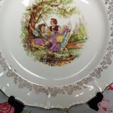 Sarreguemines Grand Dish in Porcelain Dishes Old Couple Fragonard