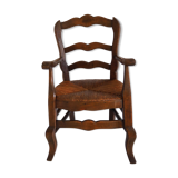 Children's armchair in solid wood with its mulched seat