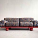 Vintage Italian Sofa from Rossi di Albizzate in Leather and Fabric, Rare Model Designed by Carlo Bar