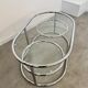 Vintage tubular coffee table glass top, Italian design of the 70s