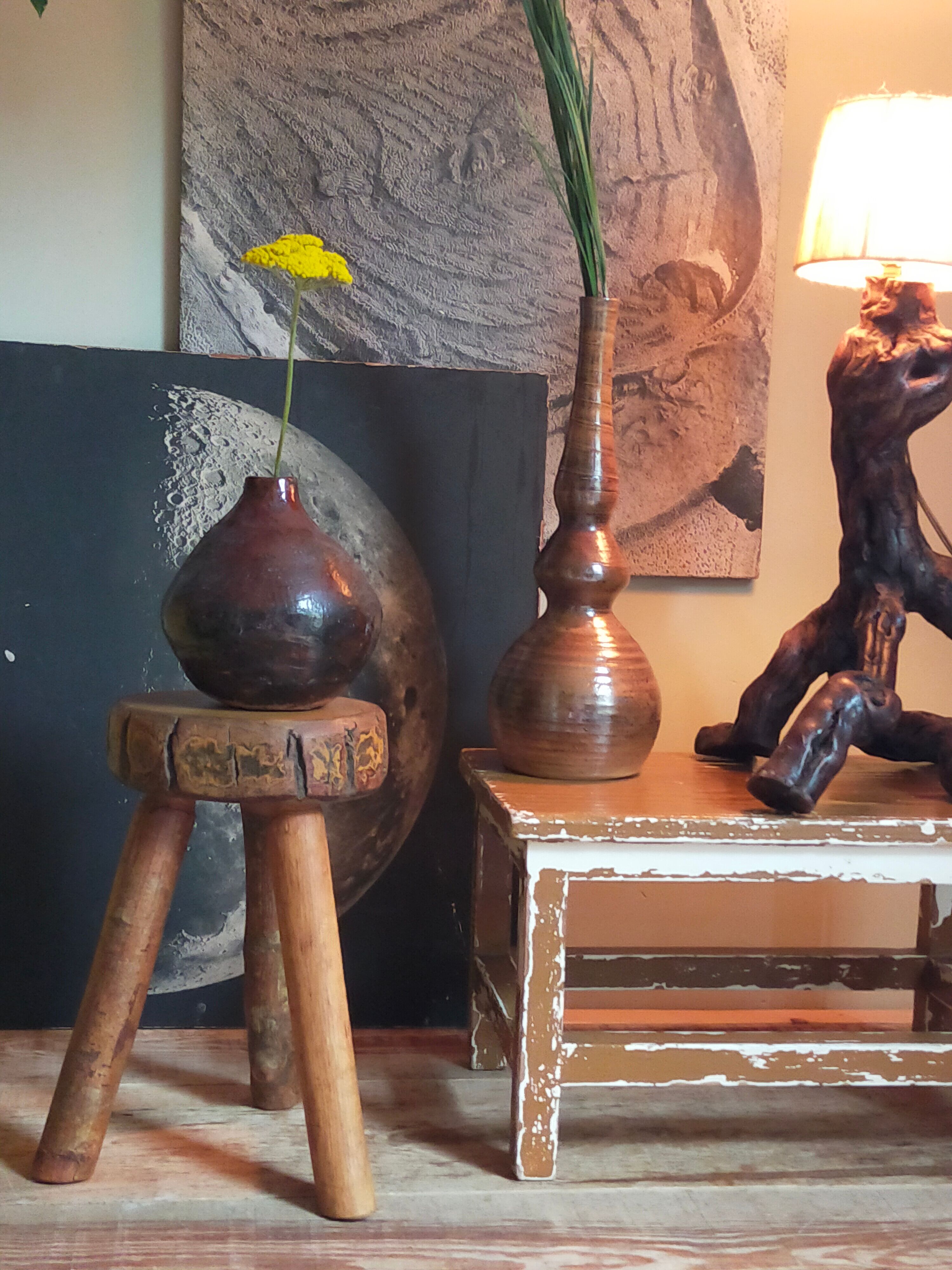 Tripod side stool solid wood Art-popular vintage