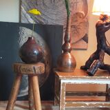 Tabouret d'appoint tripode bois massif Art-populaire vintage