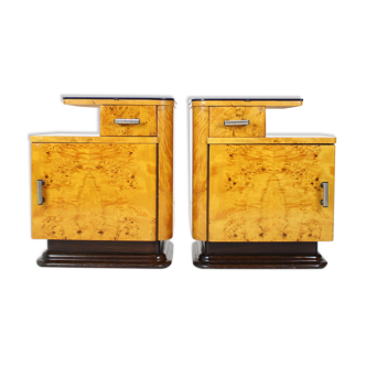 Set of two bedside tables designed by Jindřich Halabala for UP závody, 1950's.