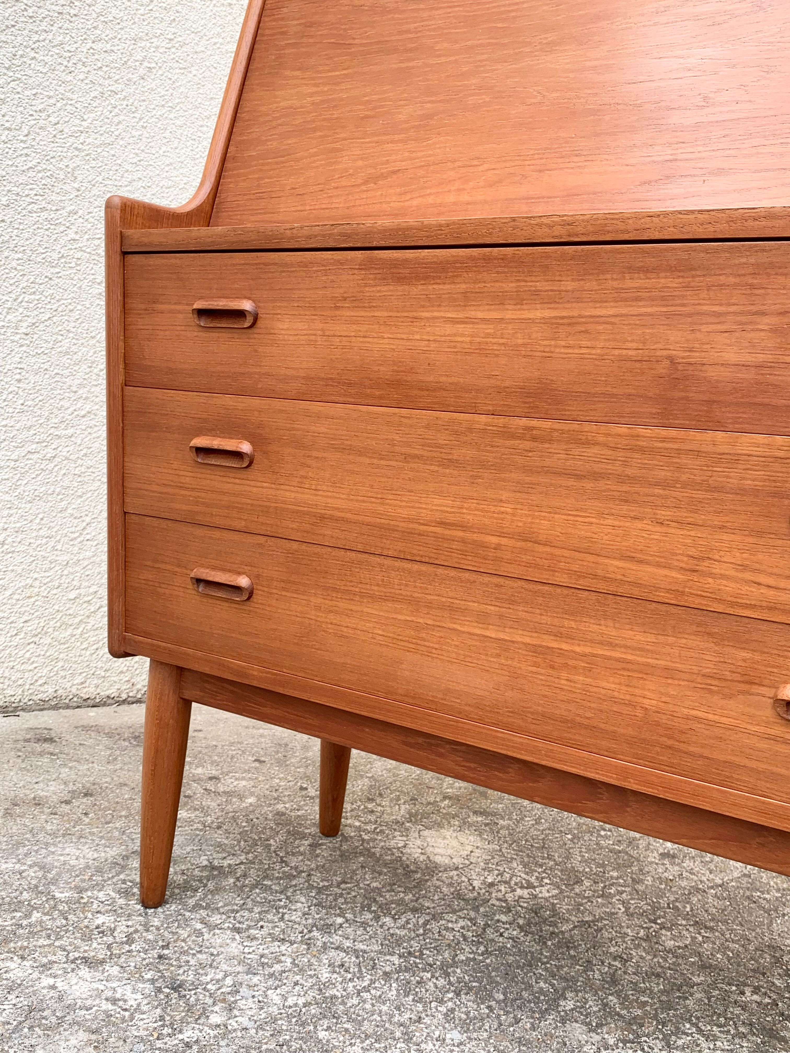 Secretary chest of drawers Teak by Arne Wahl Iversen for Falster Modelfabrik 1960