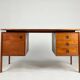 Bureau en teck design danois autoportant Gasvig Møbler vintage milieu du siècle