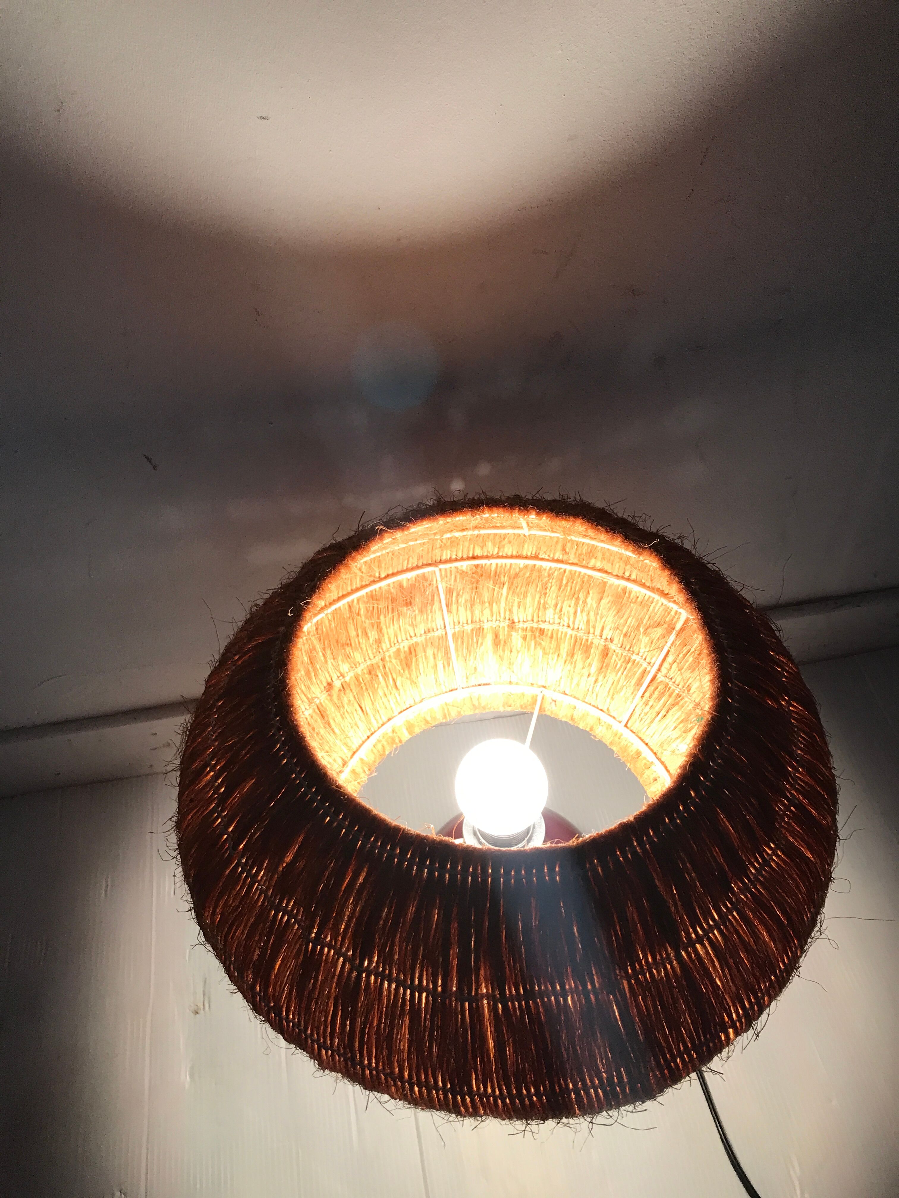 Ceramic table lamp and vintage straw