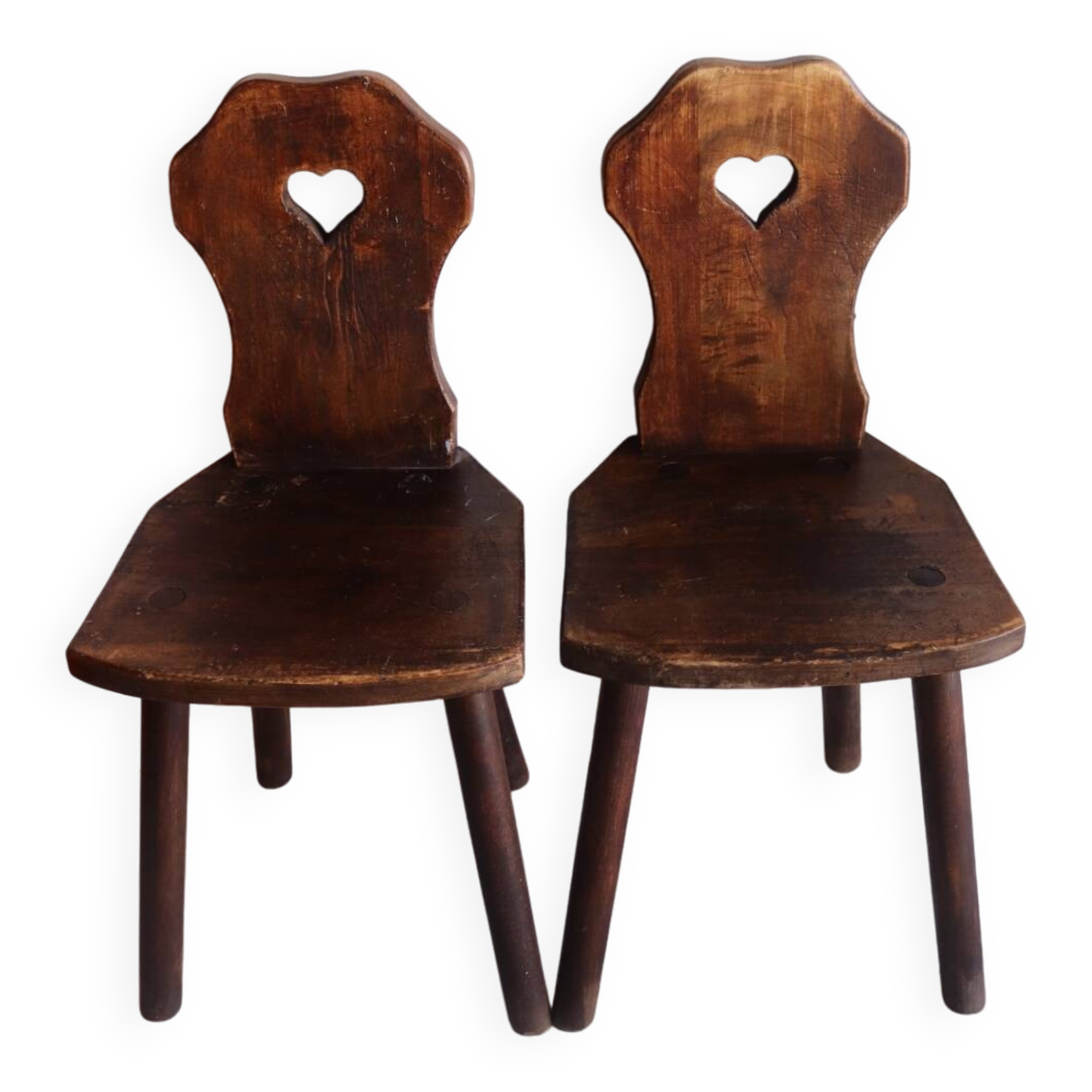Pair of antique Alsatian wooden chairs