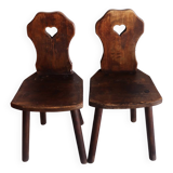 Pair of antique Alsatian wooden chairs