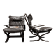 Duo of "Scandinavian design" leather armchairs 1950.
