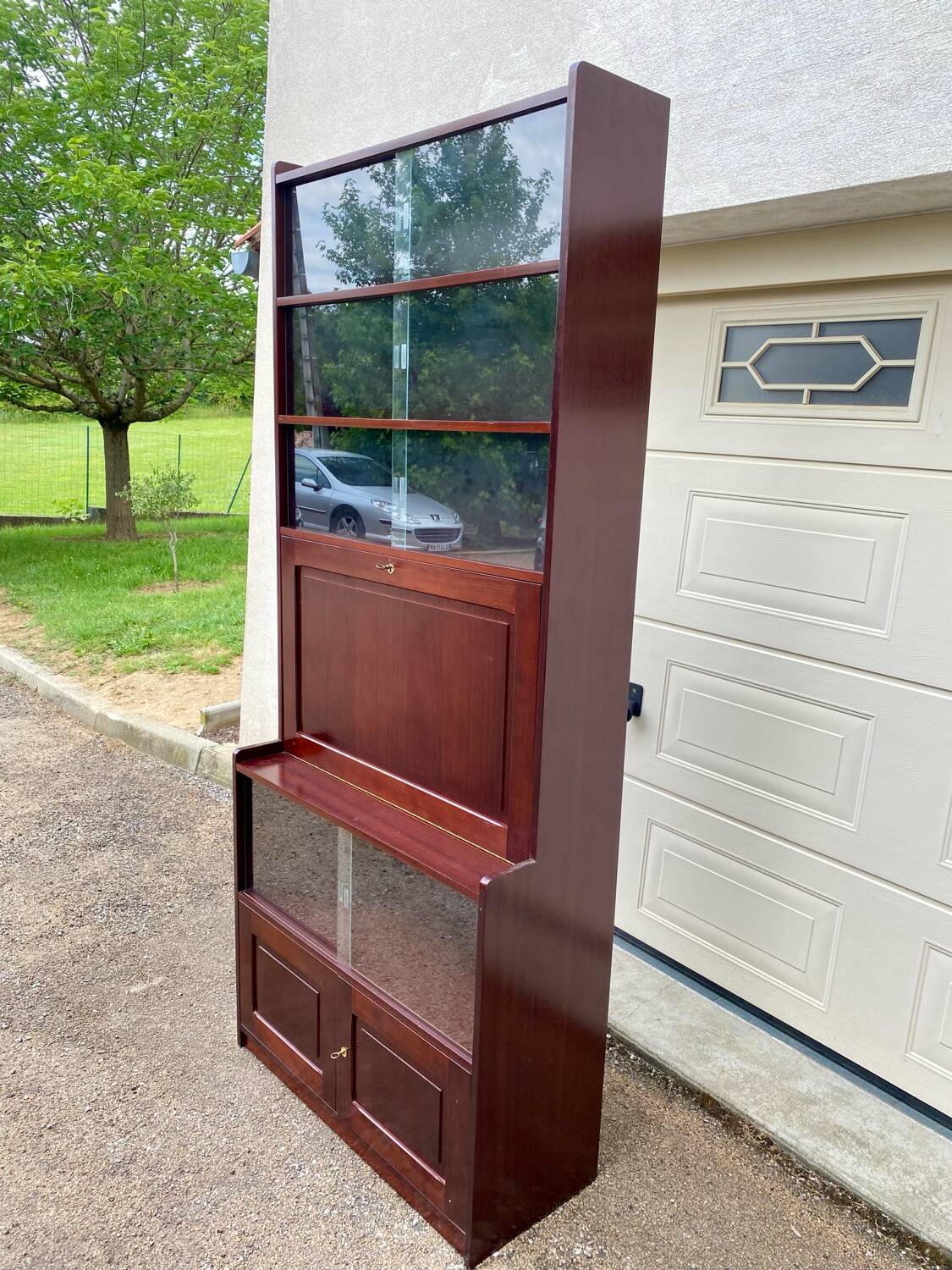 Vintage bar desk library display cabinet secretary with floors