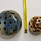 Set of two enamelled stoneware flower vases from "Vezelay" signed