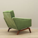 Fauteuil vert, design danois, années 1970, fabriqué au Danemark