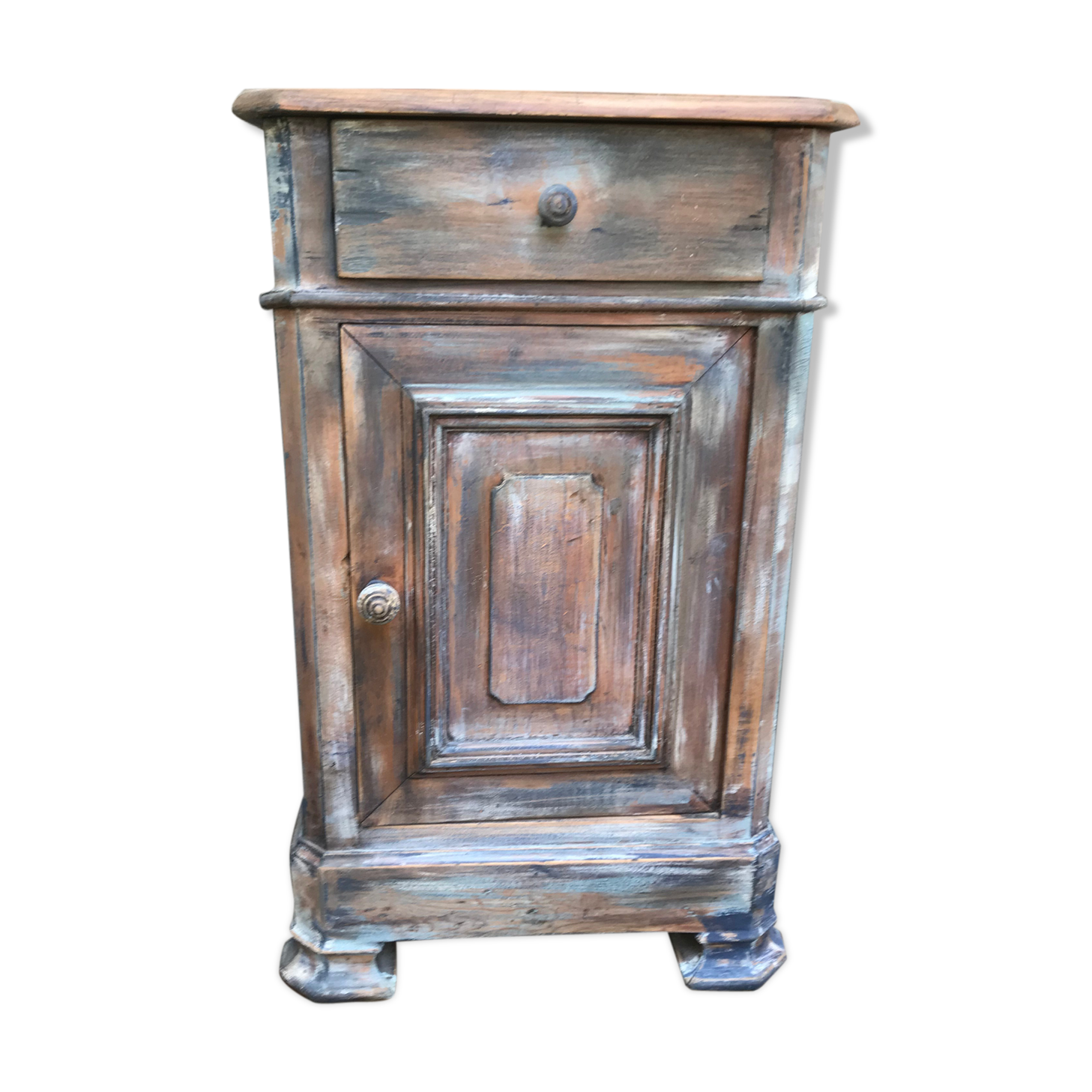 Old grey patinated bedside