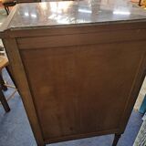 Walnut chest of drawers with 4 pink marble drawers