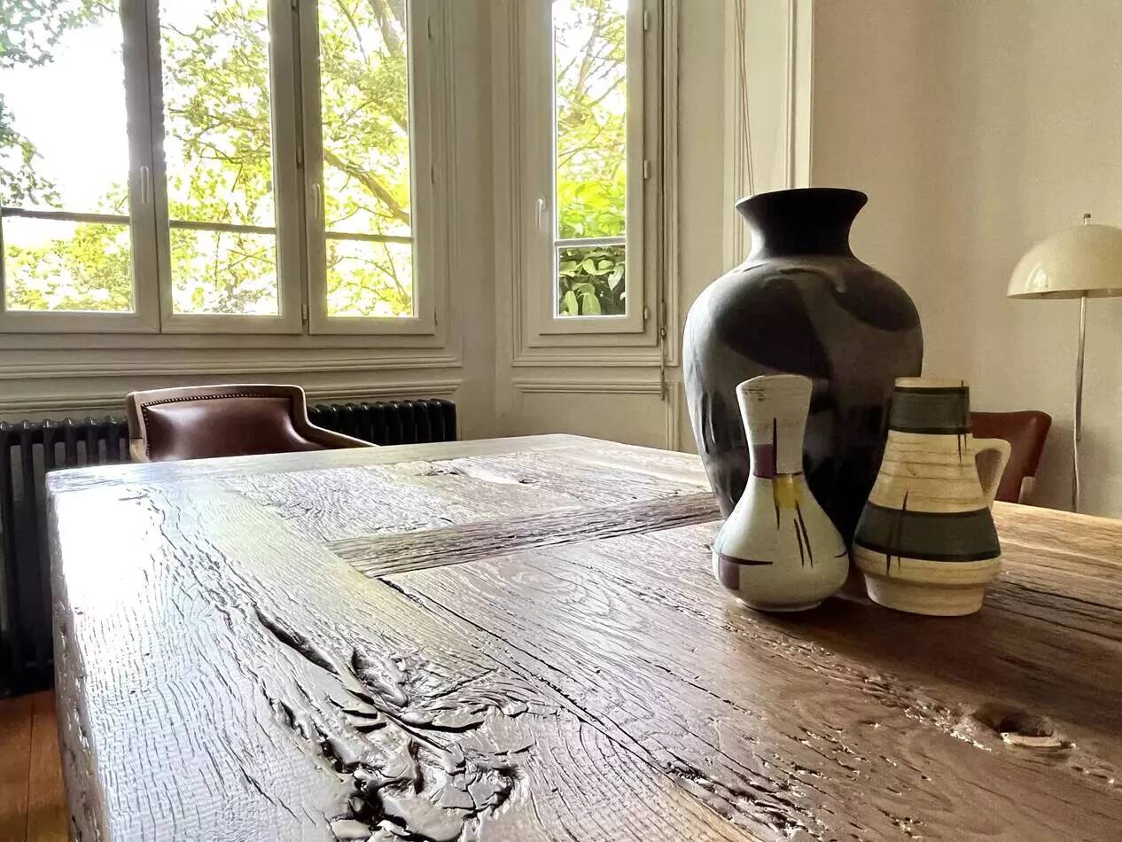 Tower antique oak farmhouse table - 200 cm long