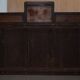 Open dwarf library in walnut, Gothic style Pugin