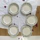 6 Longchamp ironstone dessert plates, Treviso pattern, green earthenware