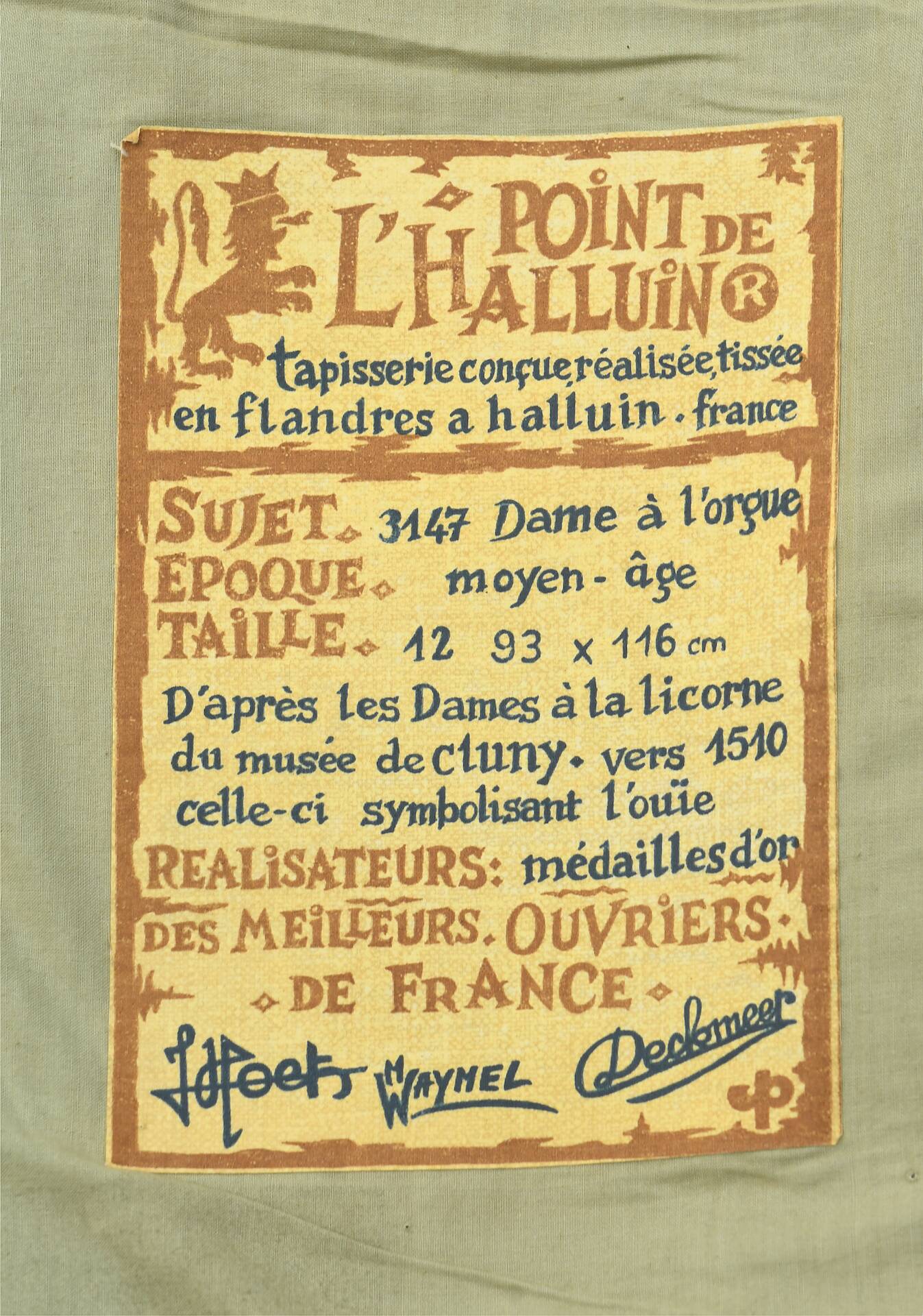 Halluin tapestry “The Lady at the Organ”