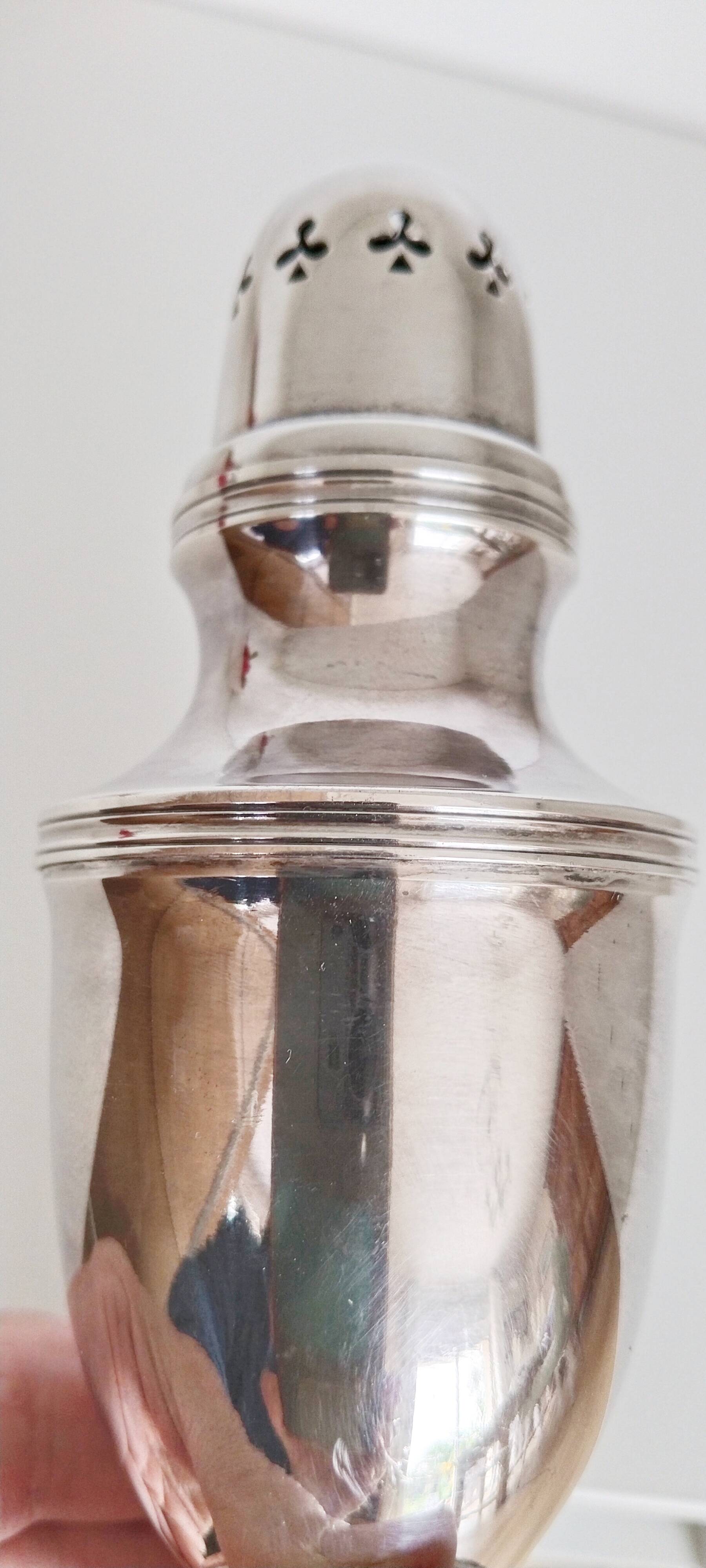 Silver-plated metal sugar shaker, sugar bowl