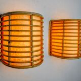 Pair of rattan sconces France 1960