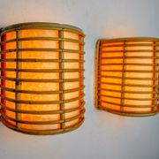 Pair of rattan sconces France 1960