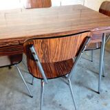 Table avec rallonges et 6 chaises vintage années 50 en formica