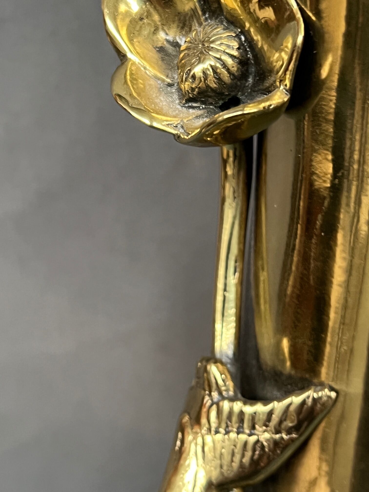 Massive bronze vase, decorated with bird figures and poppy flower.
