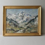 Tableau, oil, mountain landscape, Mont Blanc, Germaine Francoz