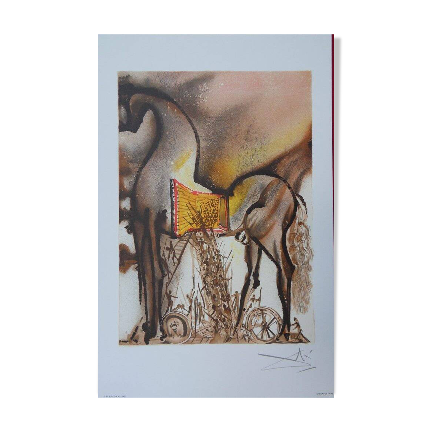 Salvador Dali: Horses - The Trojan Horse, signed lithograph